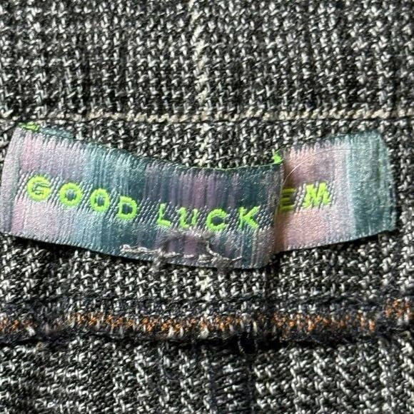 Good Luck Gem Grey Plaid Drawstring Relax Fit Pants Size M‎ - Picture 3 of 4